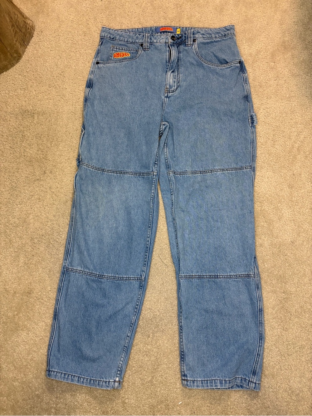 Empyre Baggy Cargo Jeans Men’s 32x30 Y2k Blue Streetwear Utility Relax